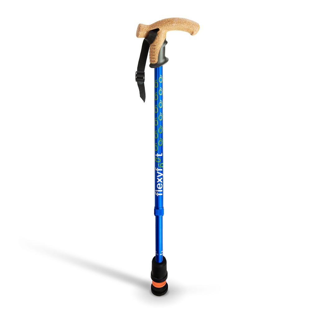 Flexyfoot Cork Handle Telescopic Walking Stick - Blue